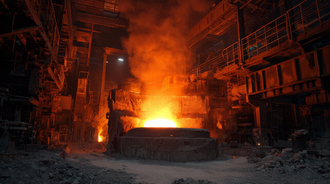 &ldquo;Nickel ore being processed inside a high-temperature electric phosphate smelting furnace, showcasing industrial metallurgy and heavy manufacturing.&rdquo;