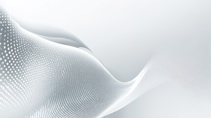 Elegant futuristic abstraction white wavy surface consisting shimmering dots forming organic fluid silky digital data flow bright space