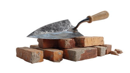 Bricks and Trowel Isolated