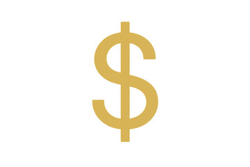 Fototapeta premium Golden dollar sign symbol representing money, finance, wealth, business, currency and economy on transparent background