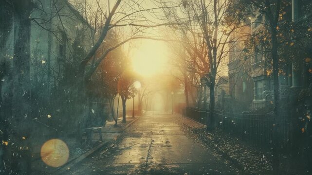Video A city street with trees and buildings, perfect for urban planning or architecture projects