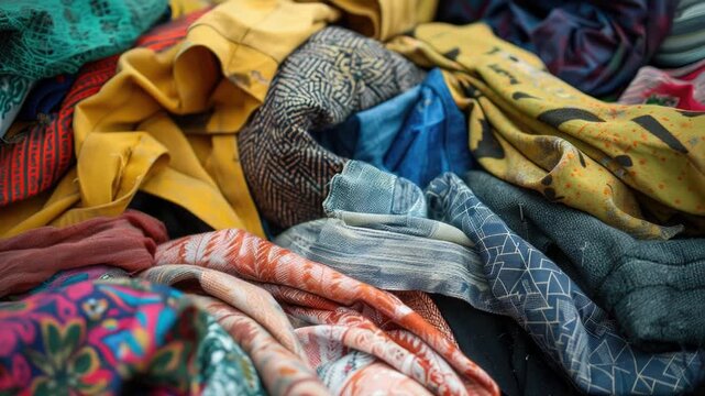 Video A collection of colorful neckties on a table