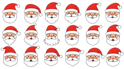 santa claus set isolated on transparent background png file