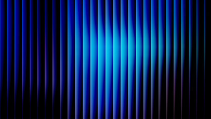 Neon blue glass stripes, futuristic curved reeded wall gradient background design
