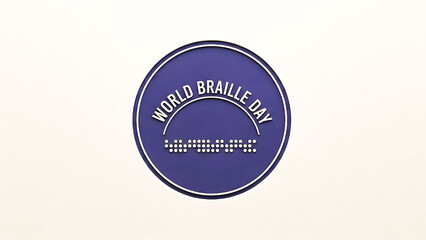 World Braille Day celebration graphic featuring a purple circle with white text and tactile dots design