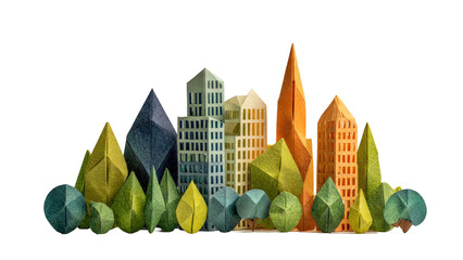 Origami Cityscape Illustration