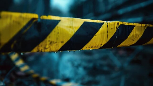 Video A detailed view of a yellow and black barricade, great for showcasing safety measures or roadwork