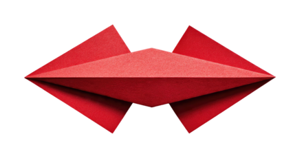 Red Origami on Transparent Background