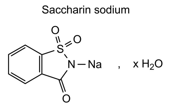 Saccharin sodium, chemical structure of saccharin sodium, drug substance