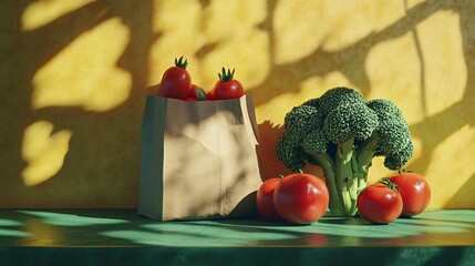 Vibrant Yellow Paper Bag on Front View