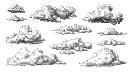 various hand drawn clouds collection set