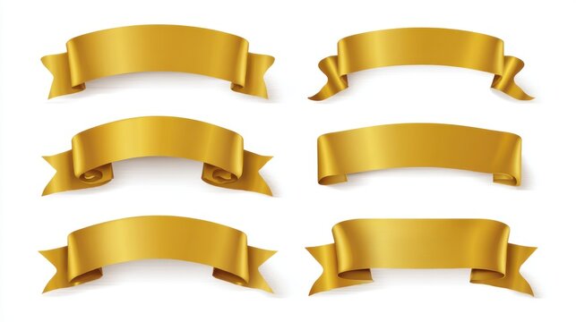 gold banner label ribbons collection set
