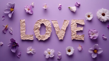 Elegant LOVE Cutout on Violet Background