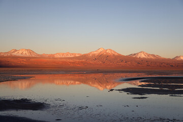 Chaxa Lagoon at sunset, San Pedro de Atacama, Chile