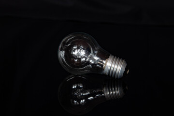 halogen light bulb on black background