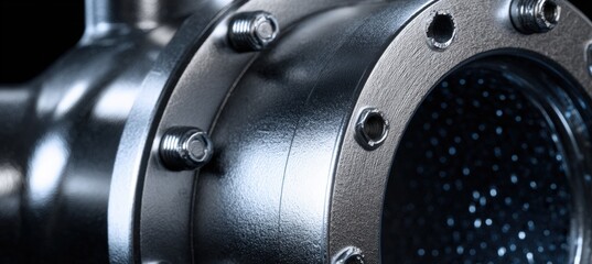 Photorealistic Metal Texture of Industrial Filter Housing with Reflective Highlights