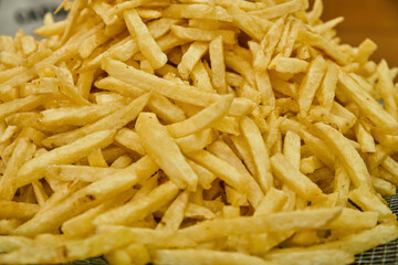 Freshly prepared golden french fries