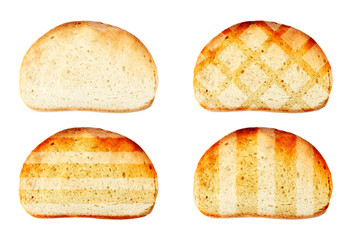 Toast bread slices isolated on white, set
