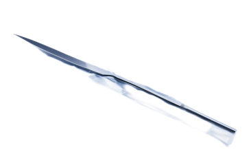 Sleek silver surgical tweezers presented in its sealed packaging on transparent background