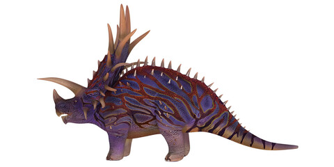 Vibrant triceratops with striking purple design © Ilie