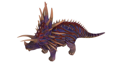 Colorful spiked dinosaur on white background. © Ilie