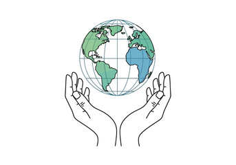 Fototapeta premium Vector illustration of a globe held by two open hands representing global human rights protection, human rights day theme , clipart style vector