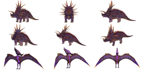 Colorful dinosaur models with intricate patterns © Ilie