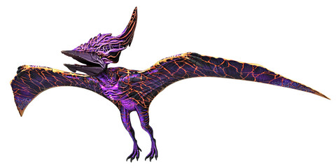 Vibrantly colored fantasy pterodactyl in flight © Ilie