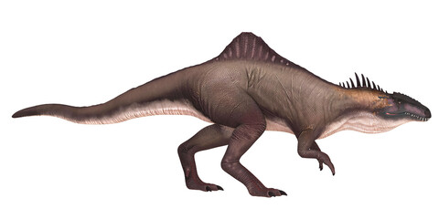 Realistic depiction of a Spinosaurus dinosaur