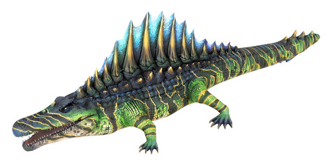 Colorful prehistoric dinosaur with spiky back