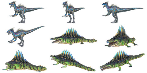 Collection of colorful dinosaur illustrations.