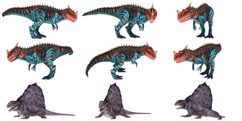 Colorful dinosaur and reptile illustrations.