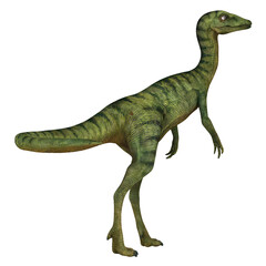 Detailed illustration of a green theropod dinosaur