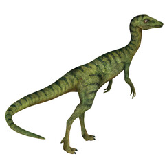 Realistic illustration of a green bipedal dinosaur
