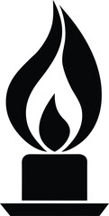 Candle flame wax fire vector icon on white background