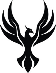 Phoenix flame icon rising bird flat minimalist vector design
