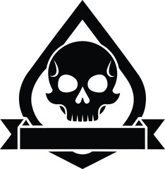 Skull fire icon with danger symbol flat vector design