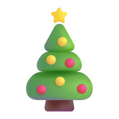 3D Rendered Bright Green Christmas Tree