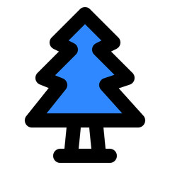 Blue and Black Outline Christmas Tree