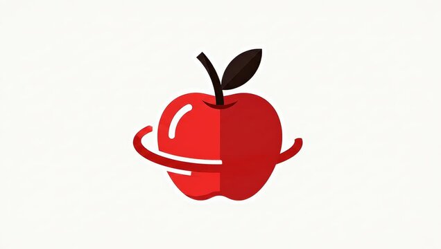 A Red Worm Slicing a Fresh Red Apple Animation.