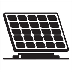 Green Energy Thin Line Solar Panel Silhouette Vector