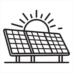 Solar Panels Eco Thin Line Renewable Energy Vector
