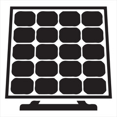 Green Energy Solar Panel Silhouette Thin Line Vector