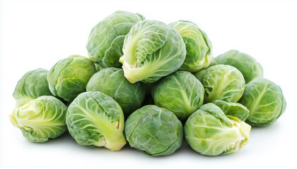 Fototapeta premium Pile of brussels sprouts isolated on white background