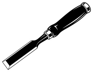 A black and white illustration of a chisel, black, blade, brush, fountain pen, handle, icon, illustration, pen, profile, screwdriver, tool, against transparent background