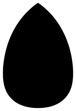 A black teardrop shape on a , black, illustration, profile, against transparent background