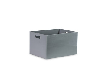 Grey wooden box. Wooden box without a lid. Gift box.