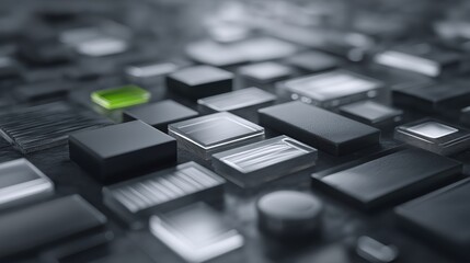 Green chip stands out among grayscale components