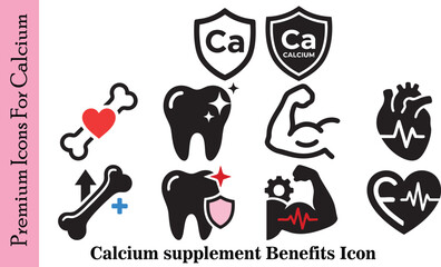Premium Icons for Calcium - Calcium Supplement Benefits Icon Set