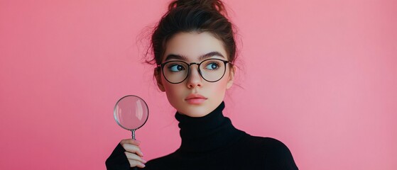 Elegant Woman in Black Turtleneck Sweater